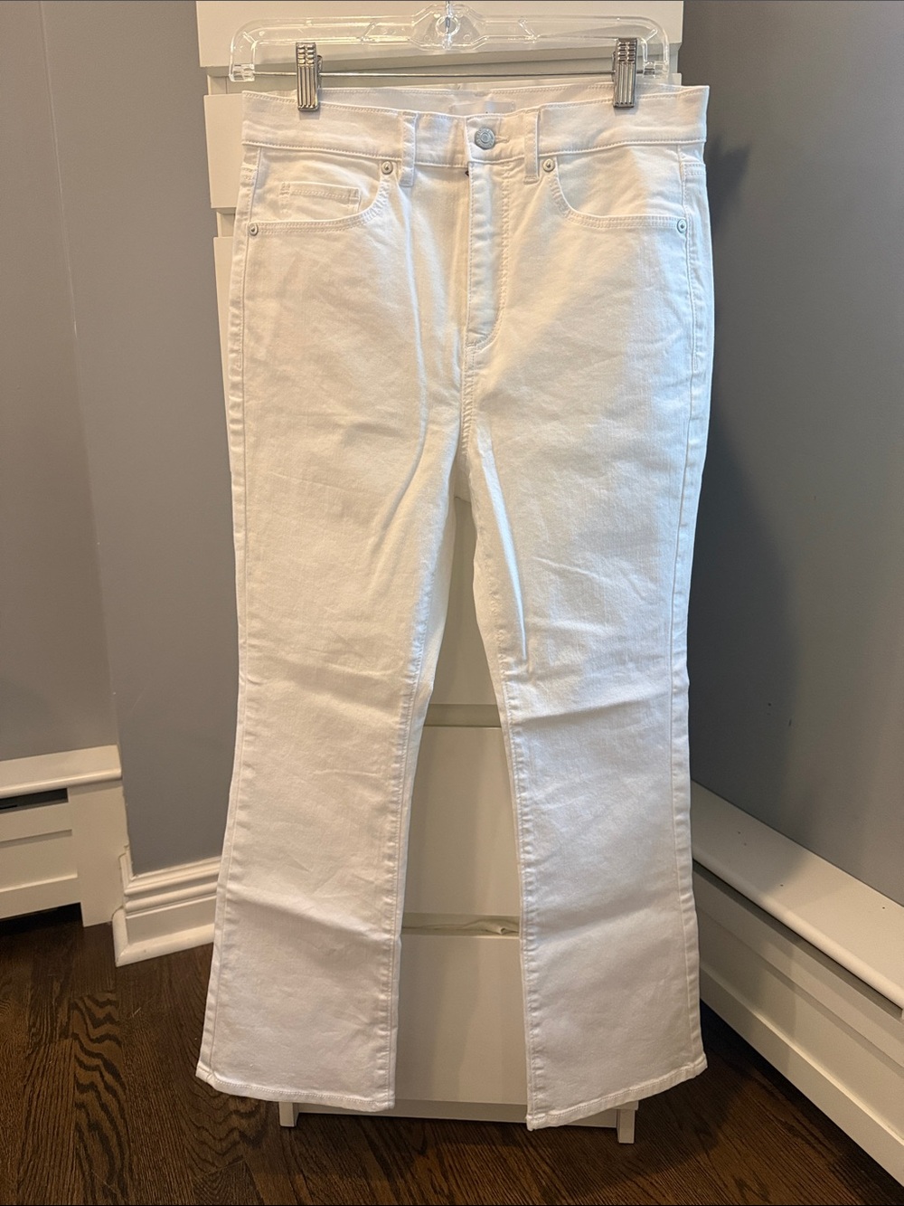 Loft Kick Crop White Jeans
